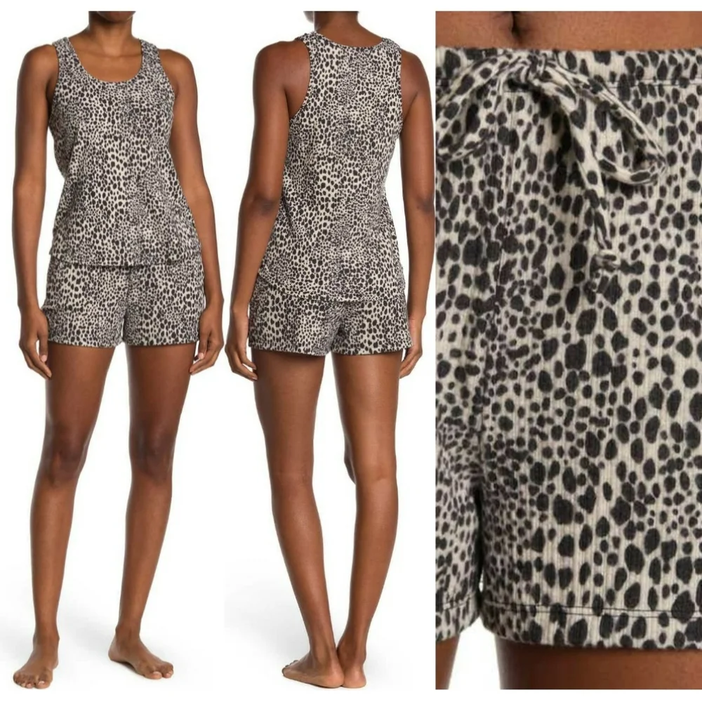 🆕 Socialite Brushed Pointelle Knit Tank Top & Shorts 2-piece Pajama Set - Picture 1 of 5